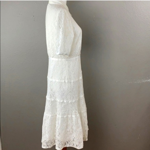 Nanette Lepore Preppy White Floral Lace Cotton Dress. Quiet Luxury. Size 8 - Picture 3 of 12